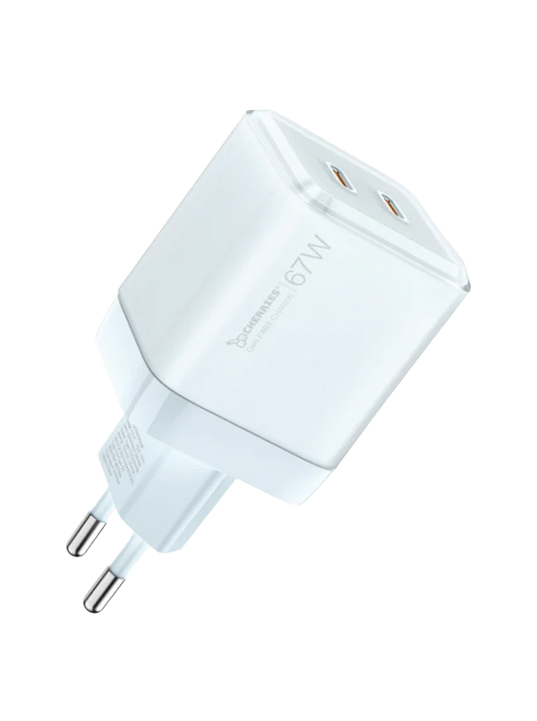 67W USB-C Fast Charger + Cable – Ice Blue