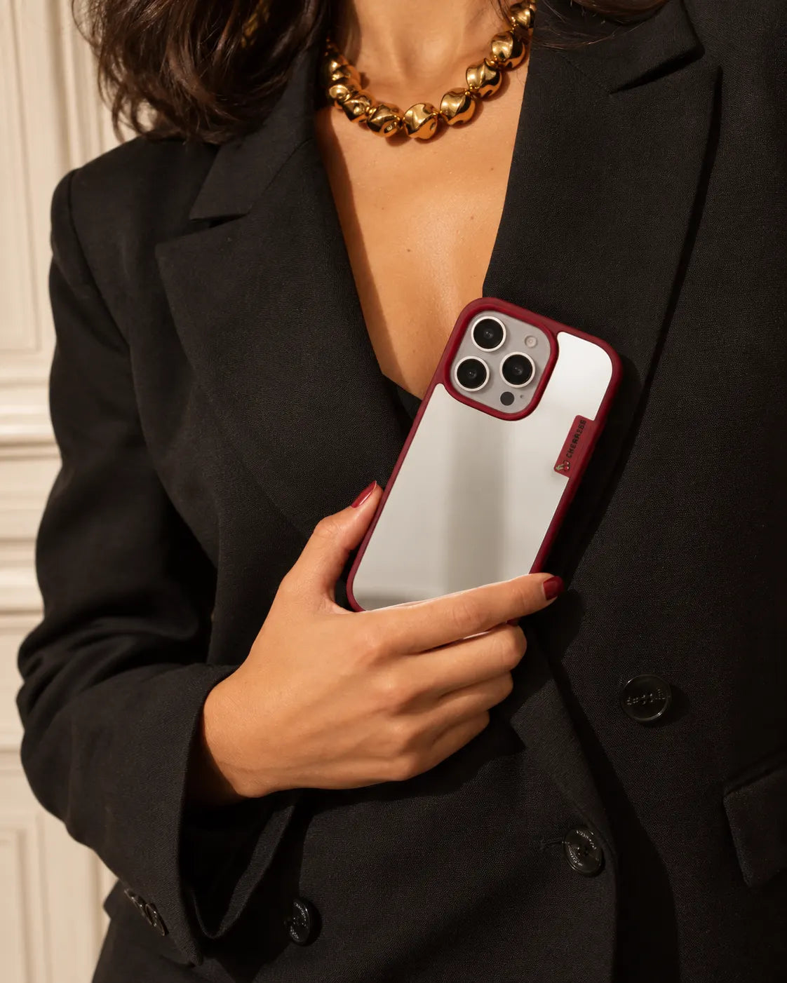 CHERRIES Mirror MagSafe Case – Cherry Red