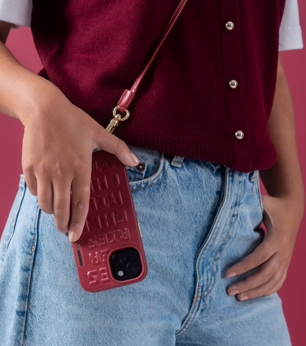 CHERRIES Free Hand Lanyard Case – Cherry Red