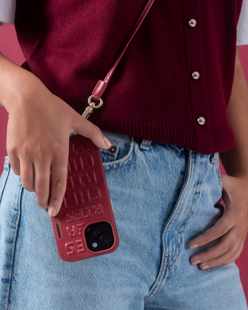 CHERRIES Free Hand Lanyard Case – Cherry Red